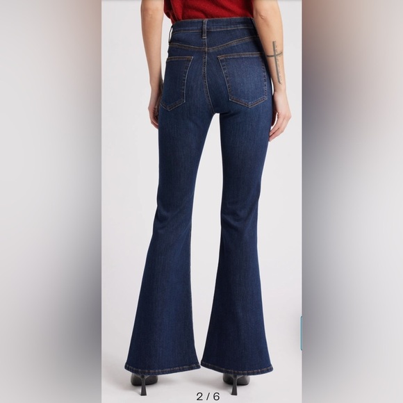 FRAME Denim Dark Blue Flare Jeans Le High Flare Jeans in Sutherland wash sz 27 - Picture 2 of 14